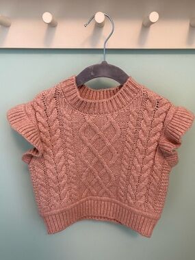 Mayoral Cable Knit Sleeveless Sweater Vest Dusty Rose